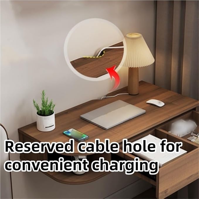 Versatile Floating Desk with Drawers Stylish Writing Study Table Wall Mounted Desk for Living Room Bedroom Home Office(White A6.4 * 16.1 * 47.2in)