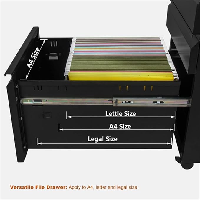 Office File Cabinet Locked Filing Cabinet 3 Drawers with Adjustable Wheels Under Desk Storage(Color:White)