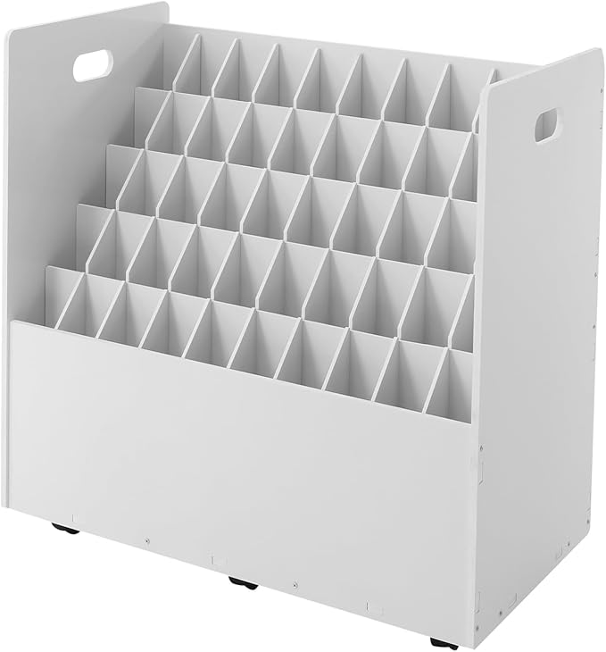 Mobile Blueprint Storage Cabinet 50-Slot Roll File Organizer Movable File Storage Cart Up to 66.14lbs Capacity 5 Tiers Roll Files Storage Mobile Blueprint Holder for Office and Home