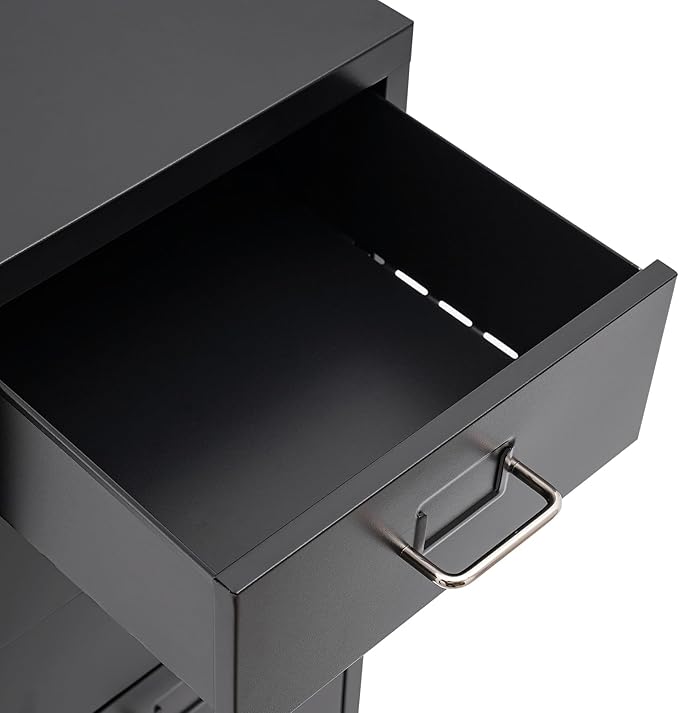 5 Drawer File Storage Cabinet Black Side Storage Organizer Office Filing Cabinet Stand Freestanding Storages Drawer Rolling Storage Dresser with Wheels11 * 16.1 * 27.1in