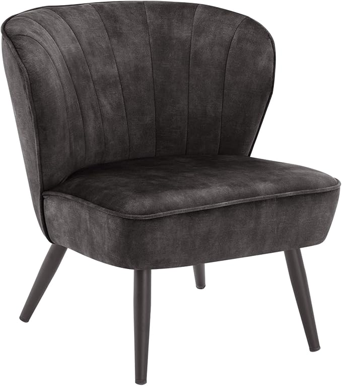 DUHOME Living Room Chair Armless Slipper Accent Chair Sofa Chair Reading Chair Upholstered Velvet Fabric for Bedroom Dark Grey