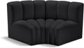 Meridian Furniture 101Black-S2B Arc Collection Modern | Contemporary Modular Sofa with Soft Black Vegan Leather Deep Channel Tufting Modular Design 60 W x 33 D x 30 H Black