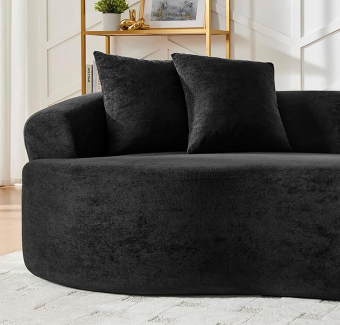 Curved Boneless Sofa Couches 4-Seat Tight Backrest Couch for Living Room Bedroom Boneless Cloud Sofa with 4 Pillows Floor Sofa in A Box No Assembly Required