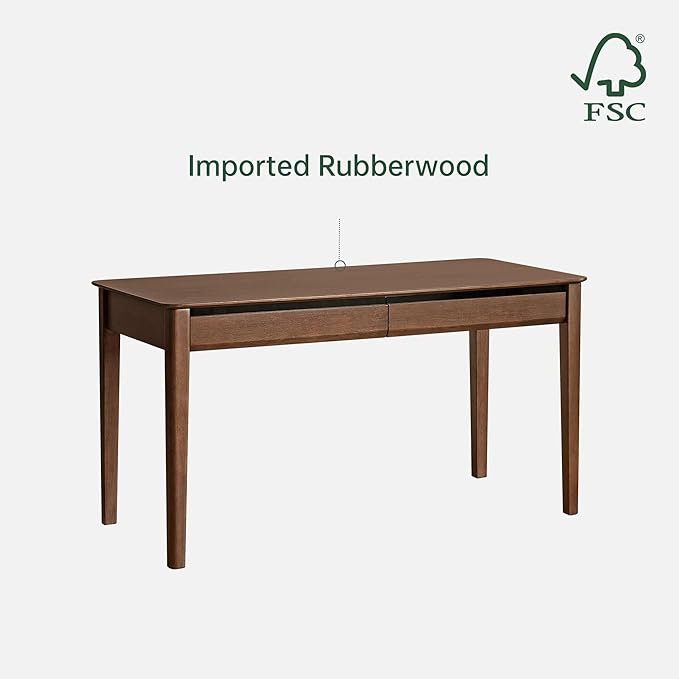 YESWOOD Vintage Solid Wood Computer Desk Office Desk with Storage Drawers Writing Desk for Home Office Study 55.11 W