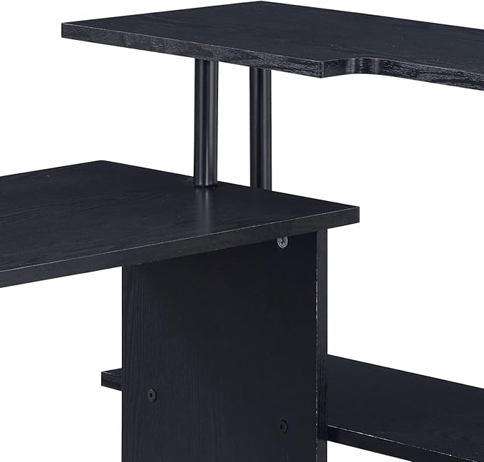 Black Office Desk with Bookshelf
