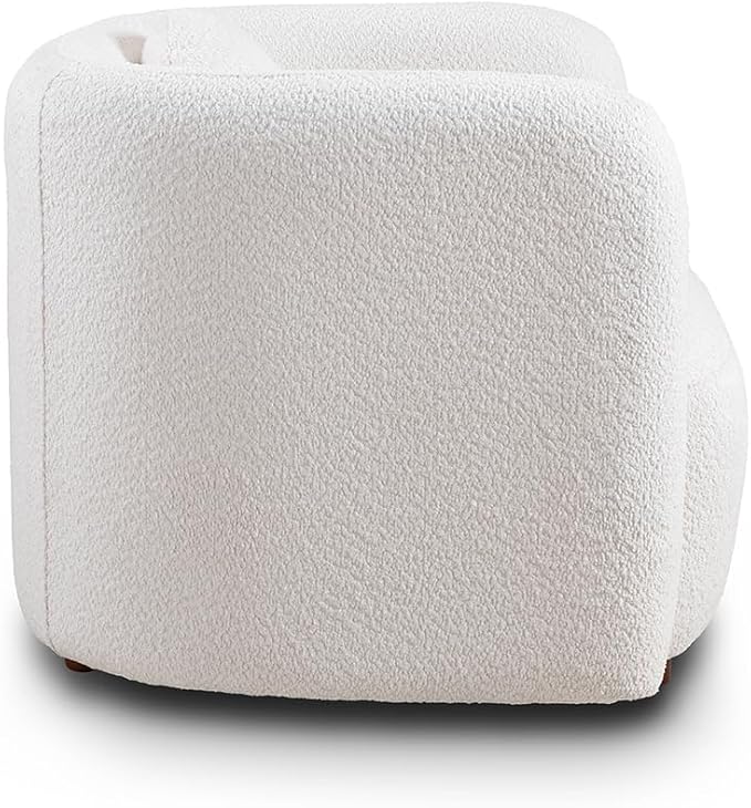 39 W Barrel Chairs Set of 2 Mid-Century Modern Boucle Accent Chairs with Armrests and Pillow Upholstered Barrel Sofa Chair Set for Living Room Bedroom Apartment No Assembly White