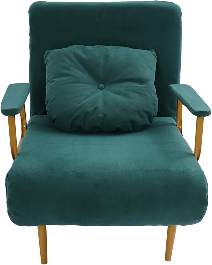 LOYALHEARTDY Sofa Bed Chair ReclinerFoldable Convertible Sleeper Sofa Chair Bed with Pillow5 Gears Adjustable Backrest Convertible Sofa Bed for Living Room Office Bedroom(Green)