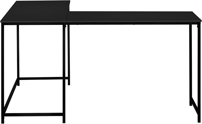 Computer Desk Home Office Corner 58 l L Shape Work Laptop Black Laminate Black Metal Contemporary Modern
