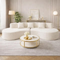 Curved Sofa Half Moon Sofa Modular Cloud Boneless Couch with Deep Seat Modern 4 Seat Compressed Sectional Sofa for Living Room Office &amp Apartment No Assembly Required Cream White