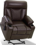 EONIX Wide Single Motor Power Lift Recliner Chair for Elderly 400lbs Heavy Duty Oversized Lift Chair with Heat and Massage Lift Recliner Chair Dark Brown