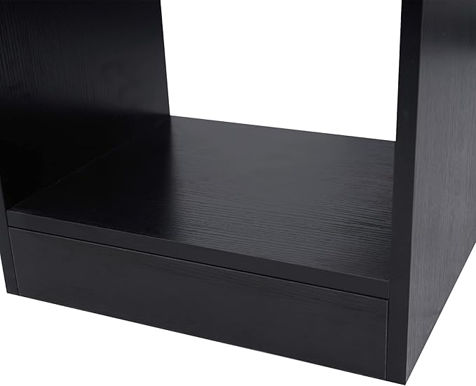 HOMCOM 55 360° Rotating Corner Computer Desk Modern L-Shaped Home Office Workstation with 3-Tier Storage Shelves Bookshelf Black
