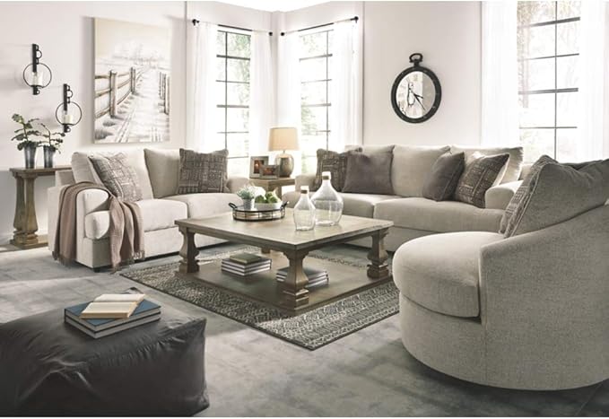 Signature Design by Ashley Soletren Contemporary Chenille 360-Degree Swivel Accent Chair Off-White