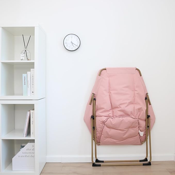 Hexagon Foldable Living Room Chair Saucer Chair for Adults Comfy Bedroom Lounge Chair Moon Chair Lazy Folding Chair for Dorm Rooms(Chair-Pink)