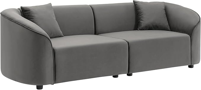 88 Velvet Minimalist Modular Sectional Sofa Oversized Sectional Couch Set with Curved Design Convertible Modular Cloud Sleeper Couch for Living Room Gray
