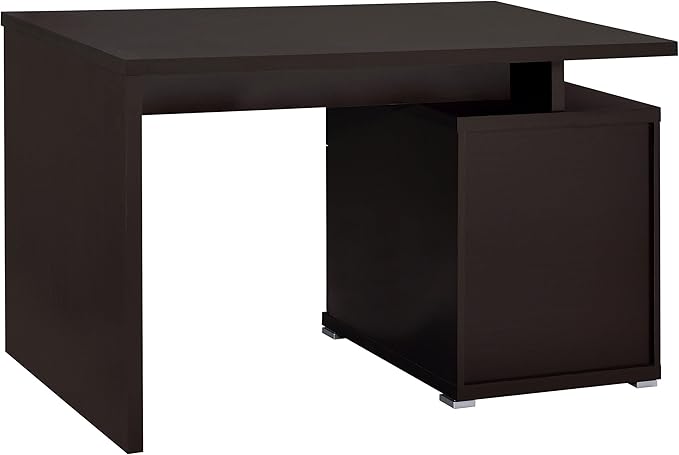 Coaster Home Furnishings - Irving - Engineered Wood - 47-Inch 2-Drawer Computer Desk with File Cabinet Rectangular Desk with Smooth Top and Plastic Glides - Home Office - Cappuccino - 800109
