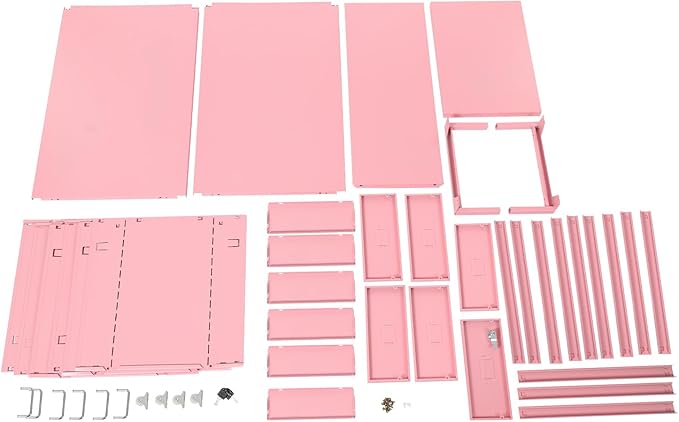 Office File Cabinet w/4 Wheels 6 Drawer Metal Small Vertical File Cabinets w/2 Lock Smooth Edges Mobile Storage Cabinet File Organizer for Home Office Living Room 11 * 16 * 27in (Pink)