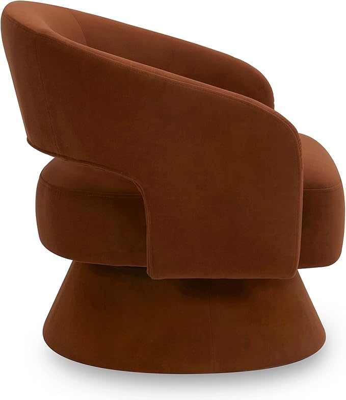 CHITA Swivel Accent Chair Armchair FSC Certified Velvet Barrel Chair for Living Room Bedroom Burnt Orange