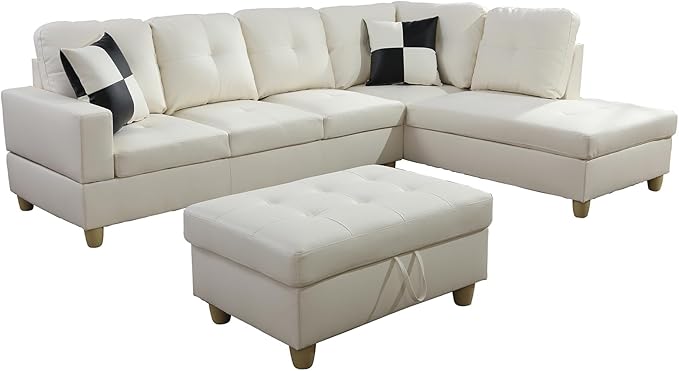 L Shaped Sectional Couch with Storage Ottoman Modern Nailhead Comfy Lounge Sofa with Reversible Cup Holder &amp Chaise 97 4 Seat Modular Sofá for Living Room Apartment Amaranth