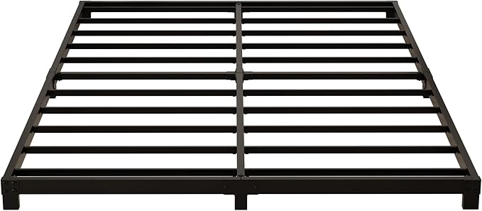 4 Inch Queen Bed Frame Heavy Duty Metal Platform Low Bed Frame Queen Size No Box Spring Needed Noise Free Easy Assembly Black