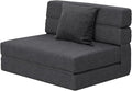 ANONER Fold Sofa Bed Couch Memory Foam with Pillow Futon Sleeper Chair Guest Bed and Fold Out Couch Washable Cover Twin Size Dark Gray