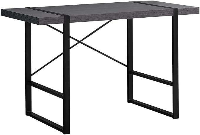 Penau Contemporary Computer Desk 49l Modern Home Office Desk Grey Laminate Surface Black Metal Legs Versatile Laptop and Writing Table