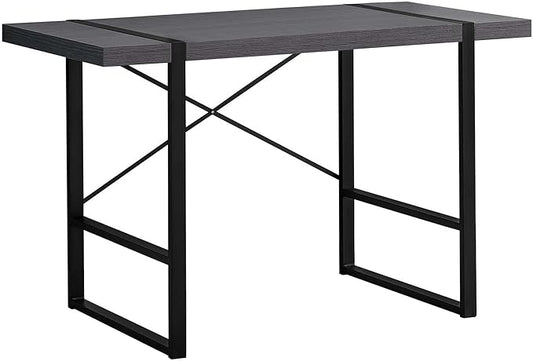 Penau Contemporary Computer Desk 49l Modern Home Office Desk Grey Laminate Surface Black Metal Legs Versatile Laptop and Writing Table