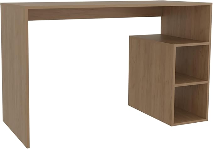 Solid 47 Wide Four Shelves Writting Desk Home Office Living Room Gamer Desk Natural Oak