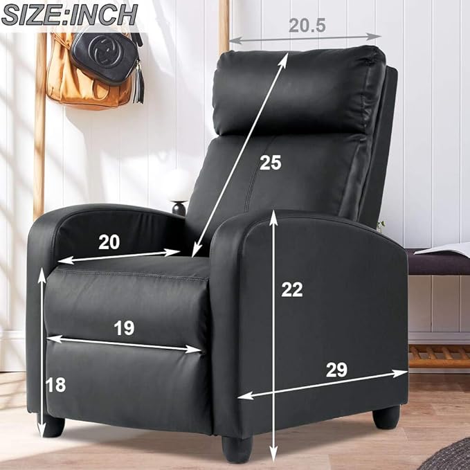 ZZD Recliner Full Body Massage Leather Chair for AdultErgonomic Adjustable Comfortable Read Oversized Lounge ChairsSwivel with Arm Seating Single Sofa for Living Room Bedroom Office Black