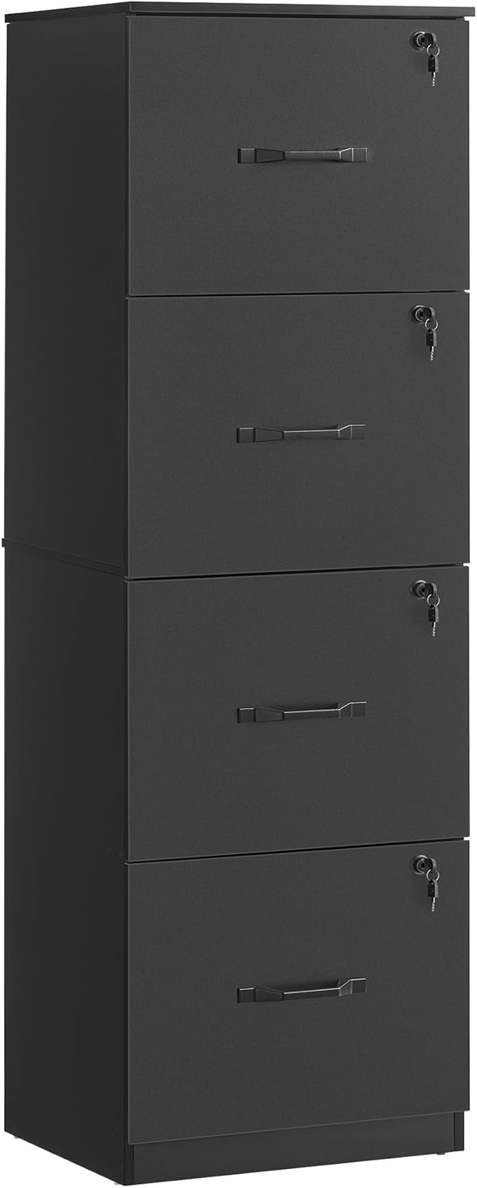 VASAGLE 4-Drawer Vertical File Cabinet Filing Cabinet for Home Office Printer Stand with 4 Lockable Drawers Adjustable Hanging Rail for A4 and Letter-Size Files Ink Black UOFC082B01