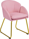Yaheetech Modern PU Leather Armchair Flower Shaped Makeup Chair Vanity Chair with Golden Metal Legs for Living Room/Makeup Room/Bedroom/Home Office/Kitchen Simple Pink