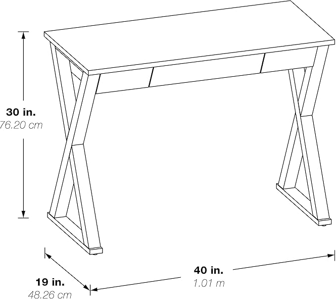 OSP Home Furnishings Marna Modern Writing Home Office Desk with Drawer Weathered White Finish