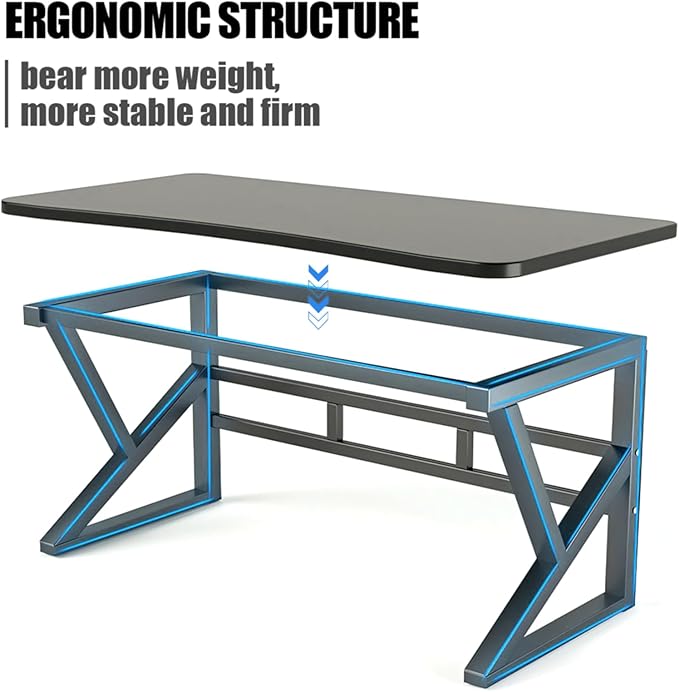 Ergonomic Gaming Desk Ultra Wide Curved Gaming and Office Table Modern Home Desk Gamer Computer Desk (Walnut 31.5″)