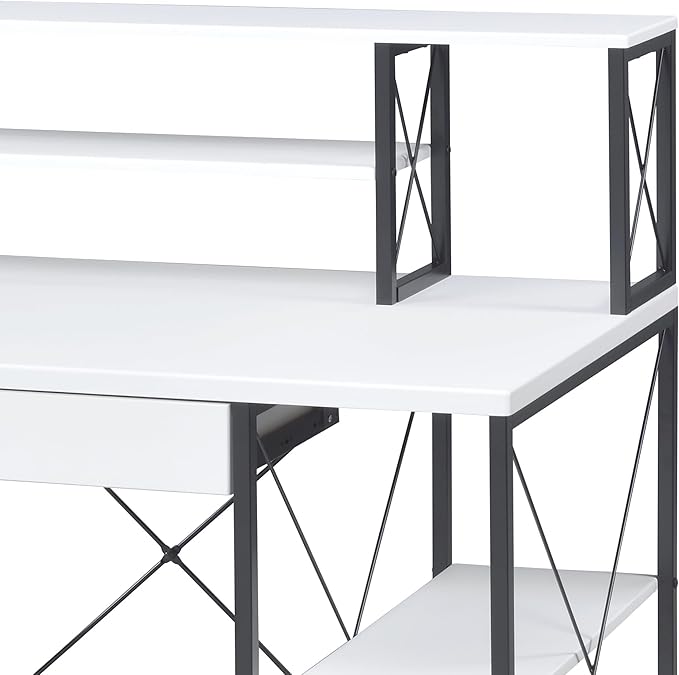 Modern All Purpose White Finish Writing Work Study Desk Computer Desk for Home Office Living Room