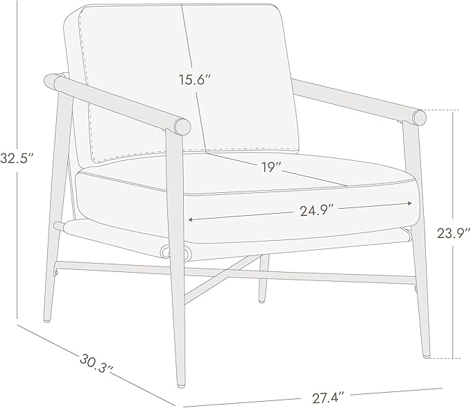 Watson &amp Whitely Accent Chairs Set of 2 Mid Century Arm Chair for Living Room Bedroom Modern Reading Chair Upholstered Lounge Armchair with Metal Frame &amp Wooden Armrests Faux Leather in Bro