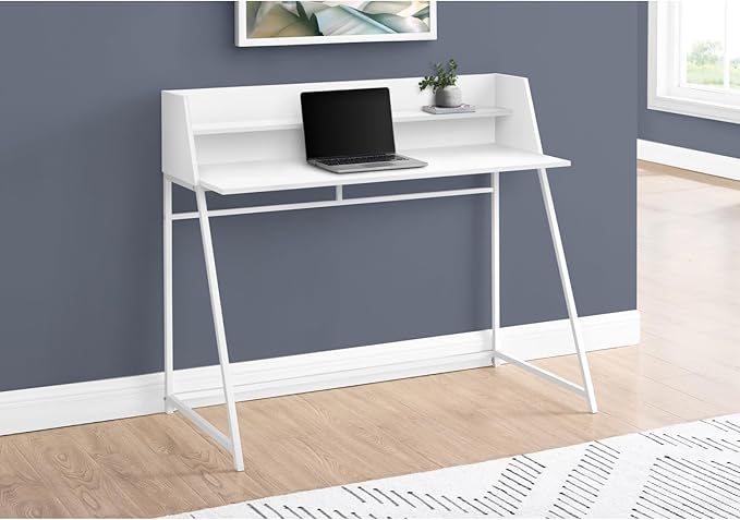 Computer Desk Home Office with Storage Shelves 48 Inch L Contemporary White
