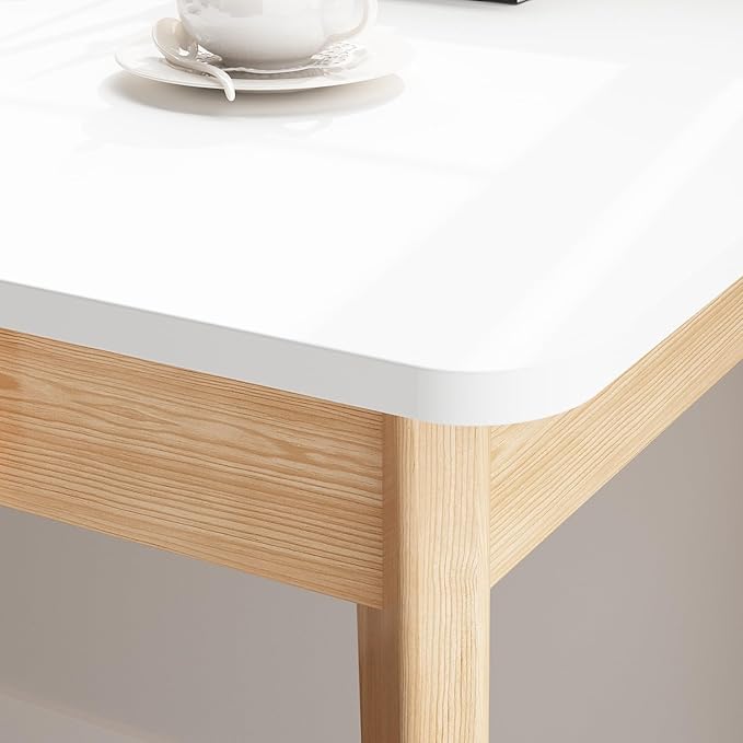 FUFU&ampGAGA 47” Office Desk Rectangular Computer Desk with 2 Drawers Writing Table for Reading Crafting Home Office Study Room White and Oak 47.2”W x 21.7”D x 29.5”H