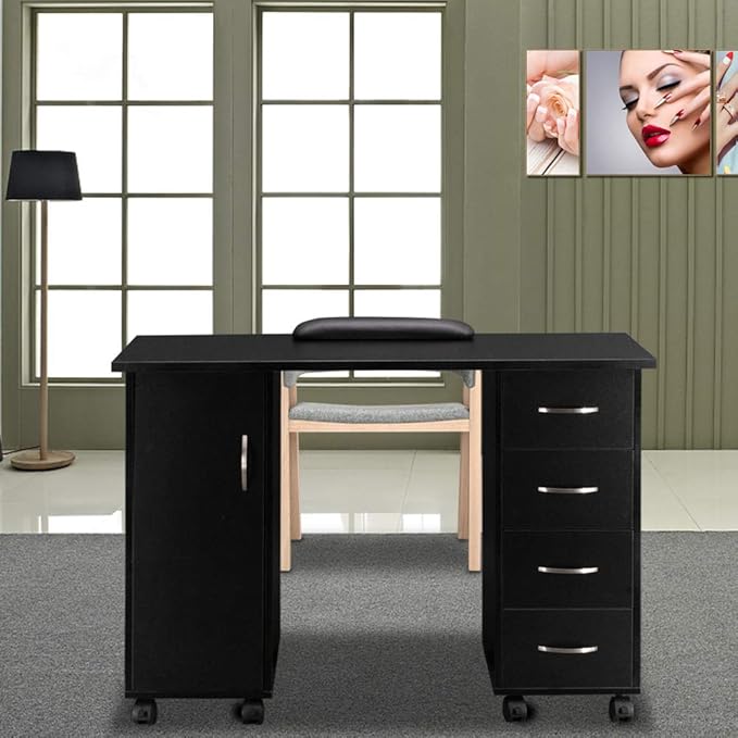 Farmhouse Wooden Executive DeskPC Laptop TableModern Home Office Computer DesksStudy Writing Desk Workstationwith Storage Drawersfor Small Spaces Living Room Bedroom Study Room Office (Black)
