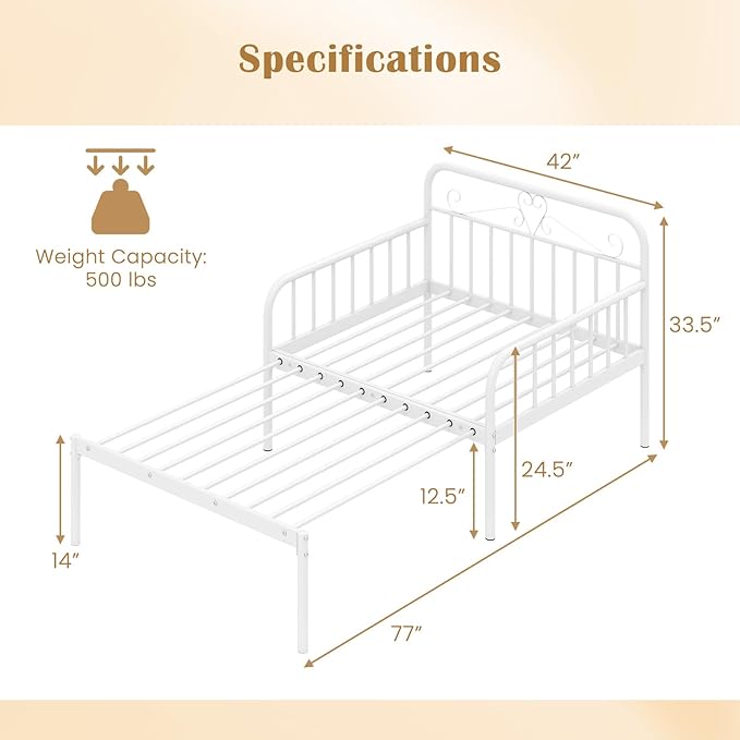 Giantex Metal Twin Bed Frame Convertible Sofa Bed with Headboard &amp Armrests Pull-Out Sleeper Chair Bed for Small Spaces Dorm Guest Apartment Suitable for Folding Sofa Mattress White