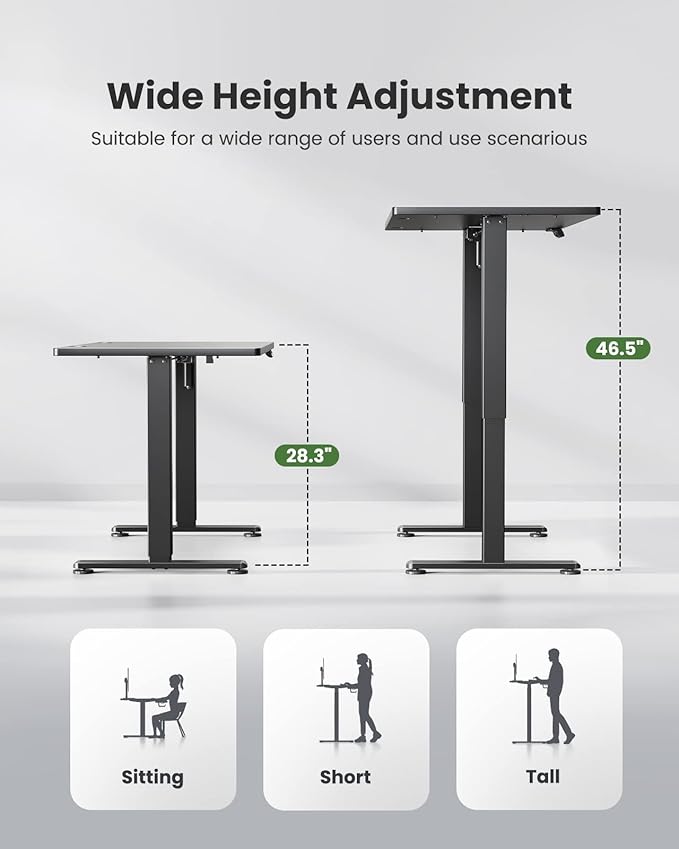 Marsail Electric Standing Desk Adjustable Height 48 * 24 Inch Sit Stand up Desk with 3 Memory Presets Headphone Hook and Comfortable Workspace for Home Office Furniture and Computer Desk.Natural