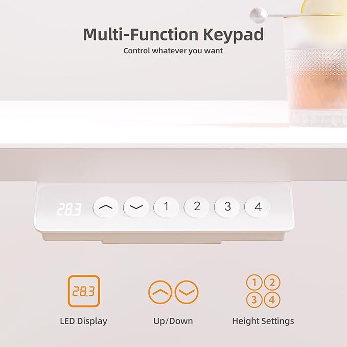 Claiks Glass Standing Desk with Drawers 40×24 Inch Adjustable Stand Up Desk Quick Install Home Office Computer Desk White
