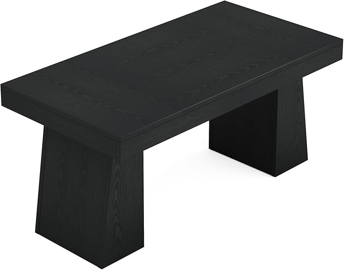 Tribesigns 55 Inches Executive Desk Mid-Century Modern Home Office Desk Wood Computer Desk Business Workstation Desk Small Conference Table Black