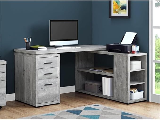 Monarch Specialties Computer Desk Home Office Corner L Shape Work Laptop Laminate Grey
