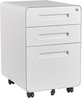 STANI 3 Drawer Filing Cabinet Metal Filing Cabinet Legal/Letter Size with Lock Mobile Storage Cabinet for Home and Office Fully Assembled Except Wheels White