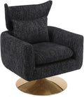 Swivel Accent Chair Armchair Classic Mid-Century 360 Degree Swivel Sofa ChairUpholstered Accent ChairTeddy Fabric Leisure Chair for Living RoomBedroom Office (Black + Linen)
