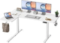 YIHAYO Reversiable L-Shaped Electric Standing Desk 59 Inches Stand Up Corner Desk Sit and Stand Up for Work Office Home Ergonomic Rising Computer Table with Splice Board White