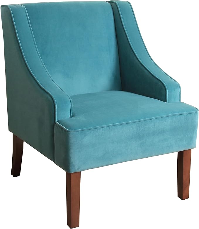 Homepop Home Decor | Upholstered Classic Swoop Arm Accent Chair | Accent Chairs for Living Room &amp Bedroom | Decorative Home Furniture Velvet Teal