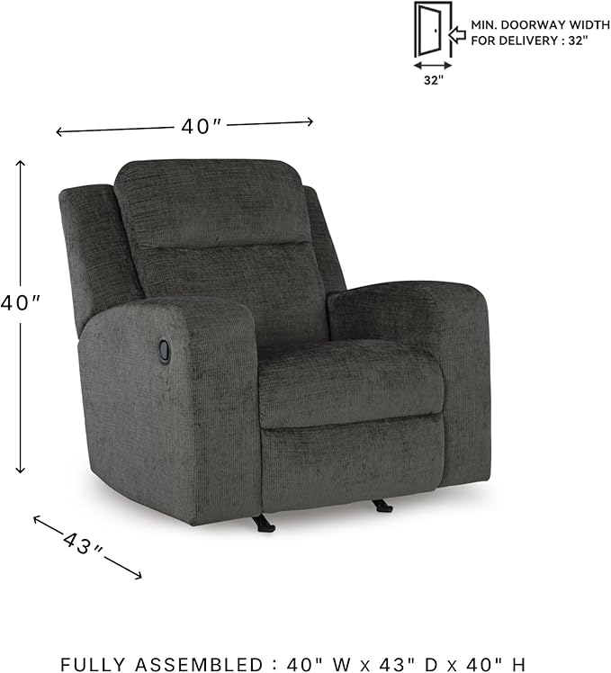Signature Design by Ashley Kanlow Casual Manual Rocker Recliner with Track Arms Gray