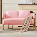 Teddy Fabric Accent Chair Modern Side Chair with Gold Metal Legs 51 Inch Wide Upholstered Loveseat for Living Room Dressing Area Office (Pink)