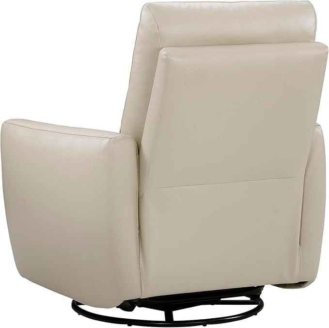 Lexicon 360 Degree Swivel Glider Reclining Chair Manual Tab Pull Recliner Leather Match Swivel Glider Recliner with Plush Foam Sturdy Frame for Living Room/Office/Bedroom Taupe