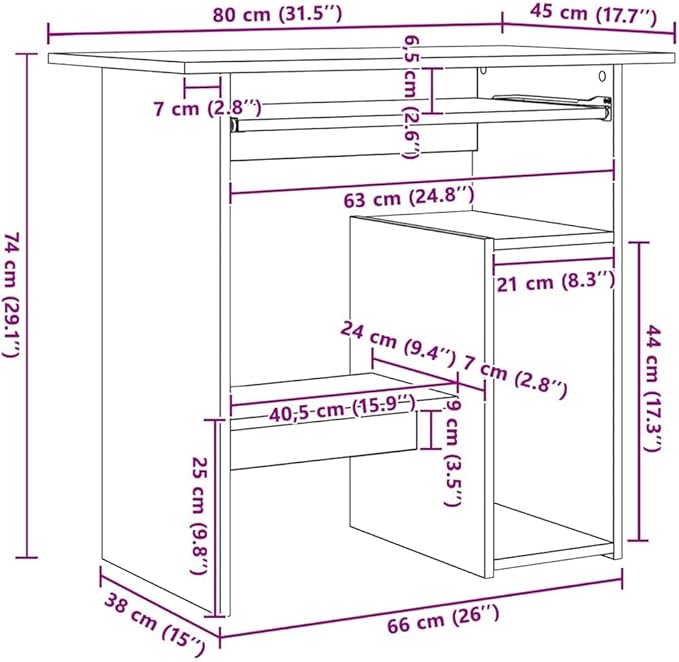 vidaXL Desk Writing Desk with Storage Home Office Desk Furniture Standing Computer Desk Modern Style Gray Sonoma Engineered Wood